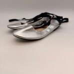 Atmosphere Silver Ballet Flats Lace Up Size 7 EU 38