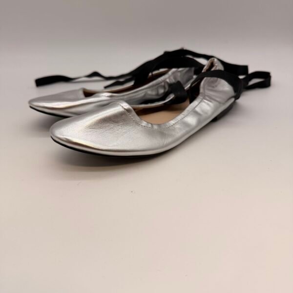 Atmosphere Silver Ballet Flats Lace Up Size 7 EU 38