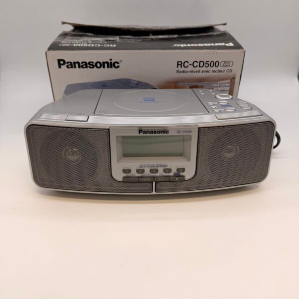 Panasonic RC-CD500 CD Clock Radio Alarm AM/FM Silver w/ Box