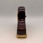 Vintage Ergo Westminster Mantel Clock Wood Brass Roman Numeral - Image 2