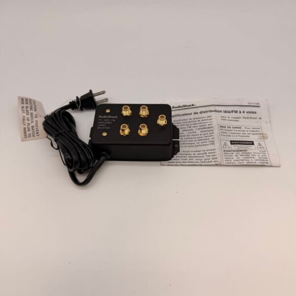 RadioShack 4 Way Splitter Amplifier TV VCR FM Signal Booster 15-1119X
