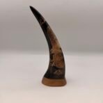 Etched Eagle In Flight Horn Sculpture 11” Handmade Horn Decor - Image 2