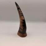 Etched Eagle In Flight Horn Sculpture 11” Handmade Horn Decor - Image 3