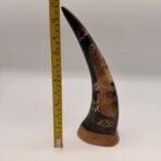 Etched Eagle In Flight Horn Sculpture 11” Handmade Horn Decor - Image 7