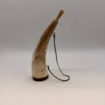 Handcrafted Powder Horn w/ Leather Strap Rustic Horn Decor Display Piece