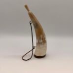 Handcrafted Powder Horn w/ Leather Strap Rustic Horn Decor Display Piece - Image 3