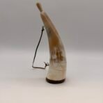 Handcrafted Powder Horn w/ Leather Strap Rustic Horn Decor Display Piece - Image 5