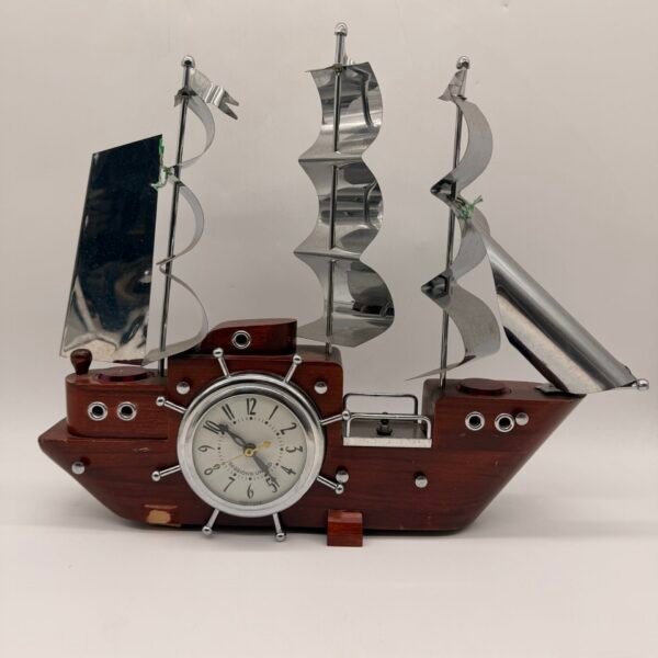 Vintage Sessions-United Sailboat Clock Lamp Nautical Wood Decor USA