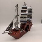 Vintage Sessions-United Sailboat Clock Lamp Nautical Wood Decor USA - Image 6