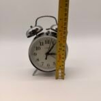 Vintage COSMO Twin Bell Alarm Clock Silver Metal Wind Up Retro Desk Works - Image 5