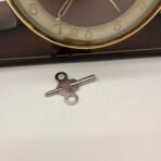 Vintage Forestville German Mantel Clock Wind Up Wooden Chime Clock Key - Image 8