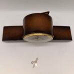 Vintage Forestville German Mantel Clock Wind Up Wooden Chime Clock Key - Image 2
