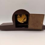 Vintage Forestville German Mantel Clock Wind Up Wooden Chime Clock Key - Image 10