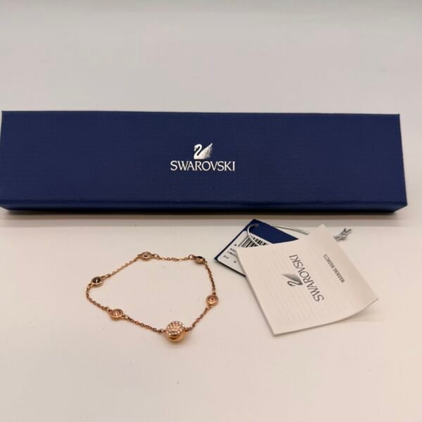 Swarovski Rose Gold Tone Crystal Bracelet With Box Authentic Like New
