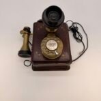 Antique GEC Wooden Wall Telephone Brass Rotary Phone Made In England - Image 3