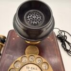 Antique GEC Wooden Wall Telephone Brass Rotary Phone Made In England - Image 5
