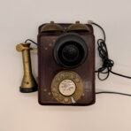 Antique GEC Wooden Wall Telephone Brass Rotary Phone Made In England