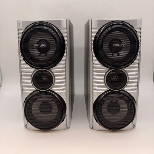 Philips PWB-C798/17 6 Ohm Stereo Speaker Pair Silver Black Tested
