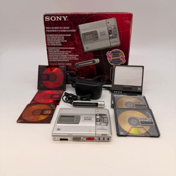Sony MZ-R50 MD Walkman MiniDisc Recorder Bundle Box Remote Discs Tested Rare