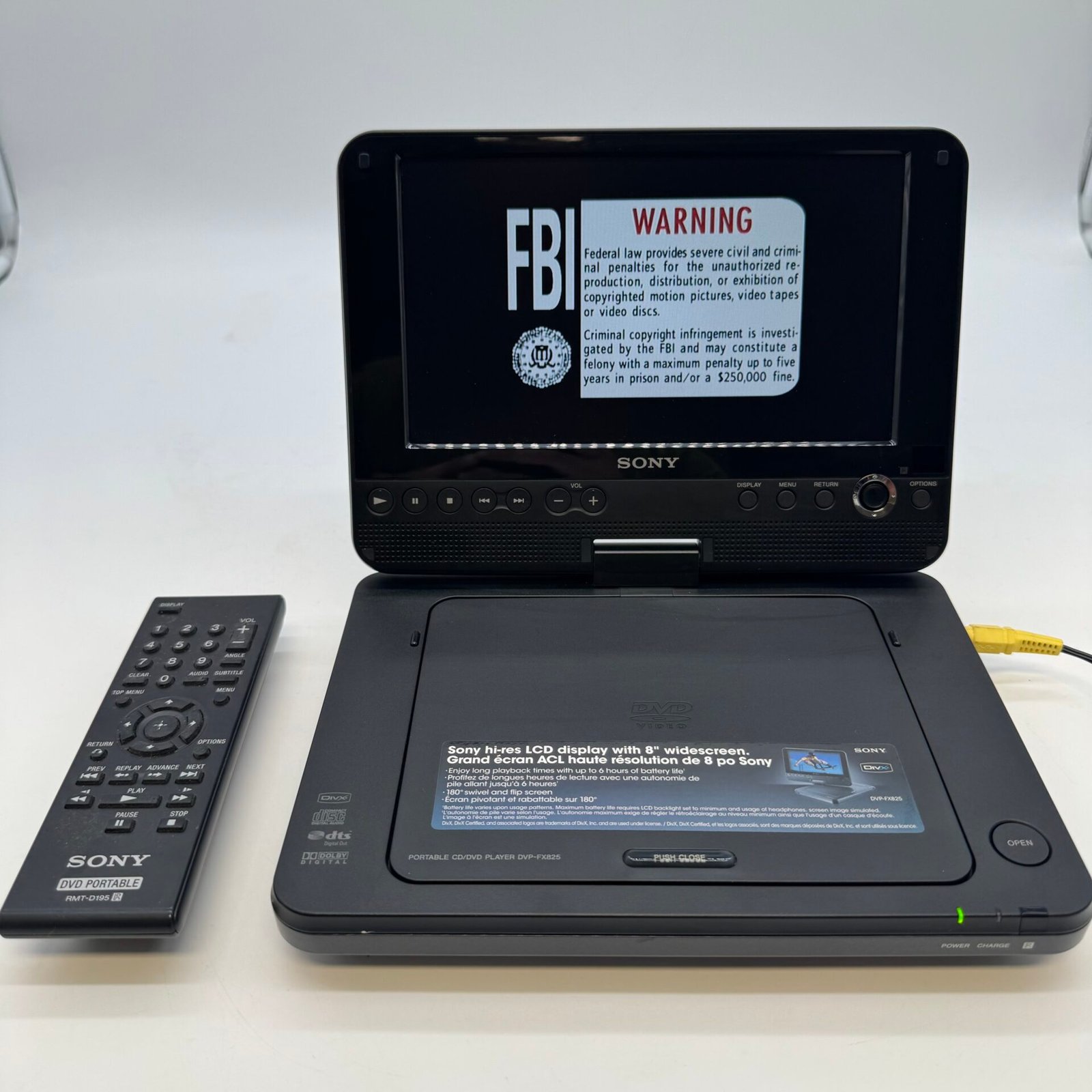 IMG_4317 Sony DVP-FX825 8” Portable CD/DVD Player w/ Remote Battery Adapter Tested - Image 1