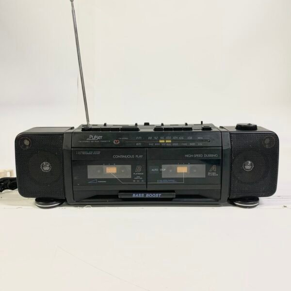 Vintage Pulser Dual Cassette Portable Boombox FM AM Stereo Bass Boost