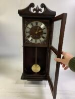 Vintage Citizen 31 Day Pendulum Wall Clock Wooden Wind Up Chime Clock Made In Korea - Image 11