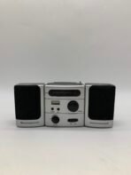Vintage Portable AM/FM Clock Radio Stereo Speakers Battery Powered Unbranded