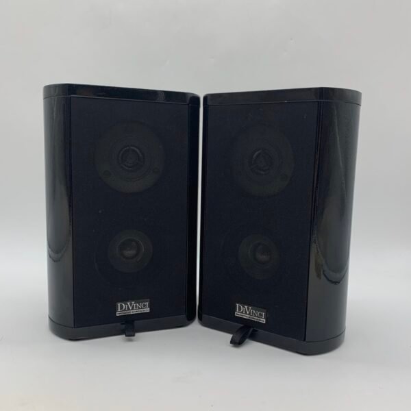 Vintage DiVinci Bookshelf Speakers Pair Black Home Audio Stereo Speakers