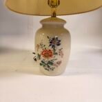 Vintage 1980 Floral Ceramic Table Lamp Leviton Socket Pleated Shade 24” - Image 2
