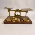 Antique 1890s Sampson Mordan London Brass Postal Letter Scale Weights Oak
