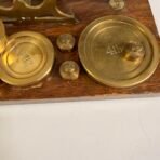 Antique 1890s Sampson Mordan London Brass Postal Letter Scale Weights Oak - Image 6