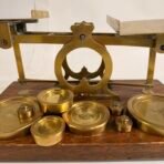 Antique 1890s Sampson Mordan London Brass Postal Letter Scale Weights Oak - Image 2