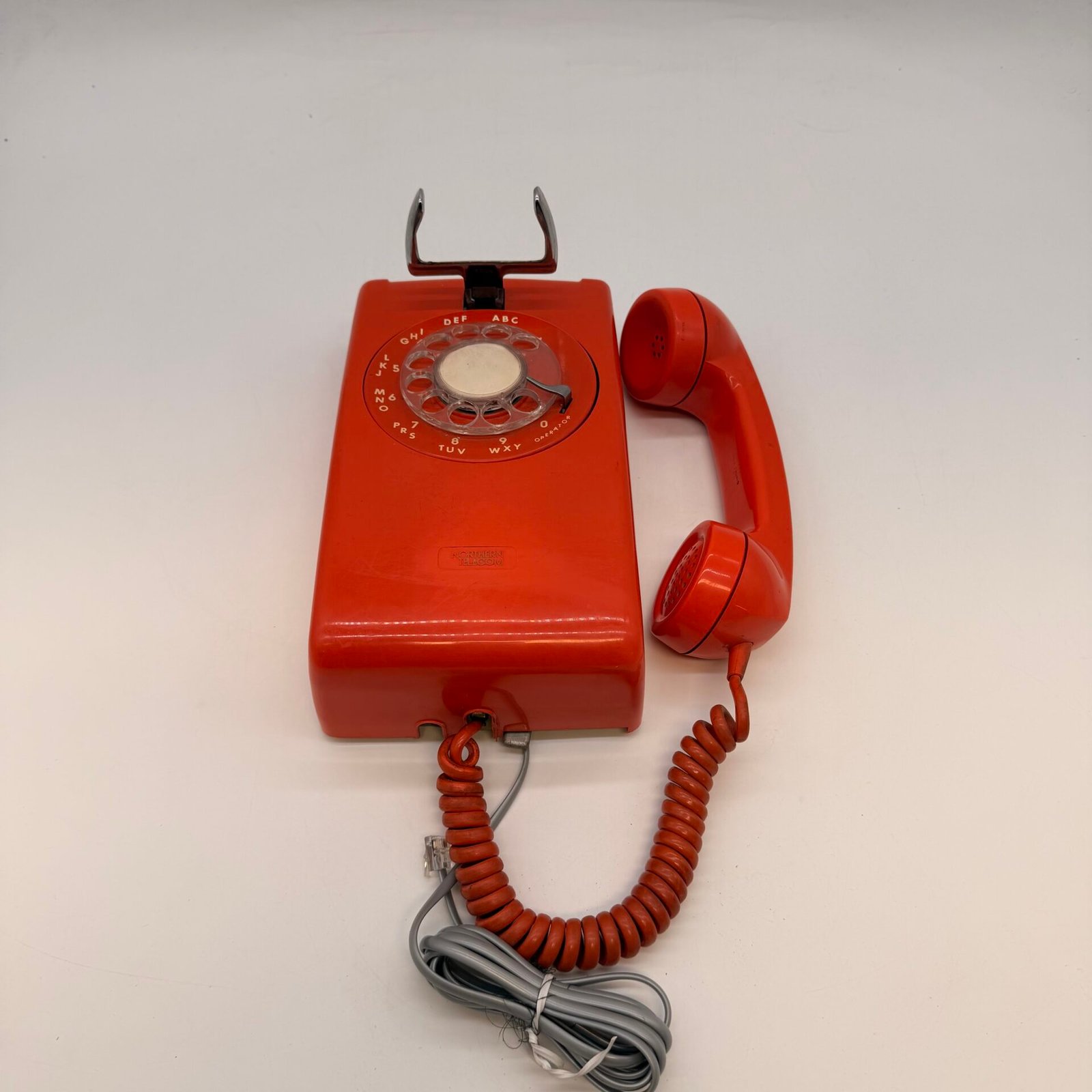 IMG_5049 Vintage Northern Telecom Orange Rotary Dial Wall Phone Retro Telephone - Image 1