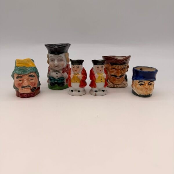 Vintage Character Toby Mug Jug Lot 6 Ceramic Mini Pitchers England Japan