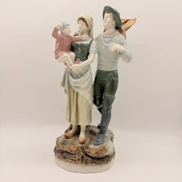 Vintage Royal Dux 10581 Fisherman Wife Child Porcelain Figurine Czech 18.5”