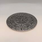 Vintage Silver Tone Aztec Mayan Calendar Wall Hanging Embossed 10” Plaque - Image 2