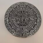 Vintage Silver Tone Aztec Mayan Calendar Wall Hanging Embossed 10” Plaque