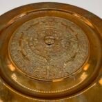 Vintage Brass Aztec Mayan Calendar Wall Hanging Embossed 11” Decorative Plate - Image 2