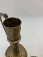 Persian Style Engraved Copper Brass Ewer Set With Candlestick Tray - Image 5
