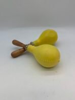 Style Yellow Maracas Pair Wooden Handle Rhythm Shakers - Image 4