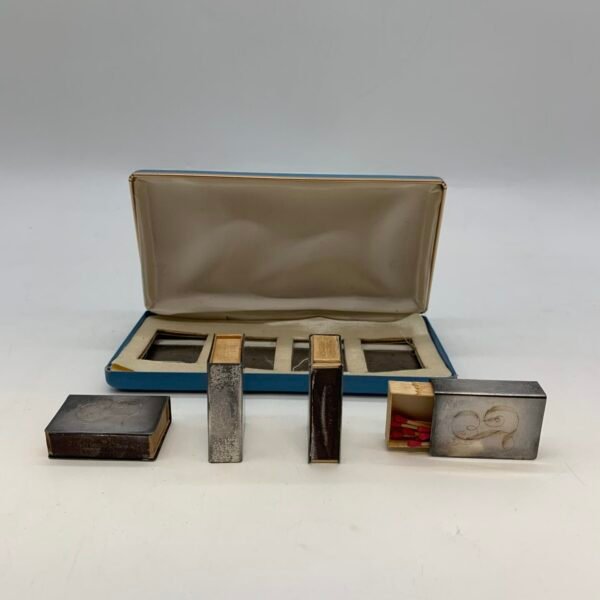 Silver-Plated Match Holder Set with Case