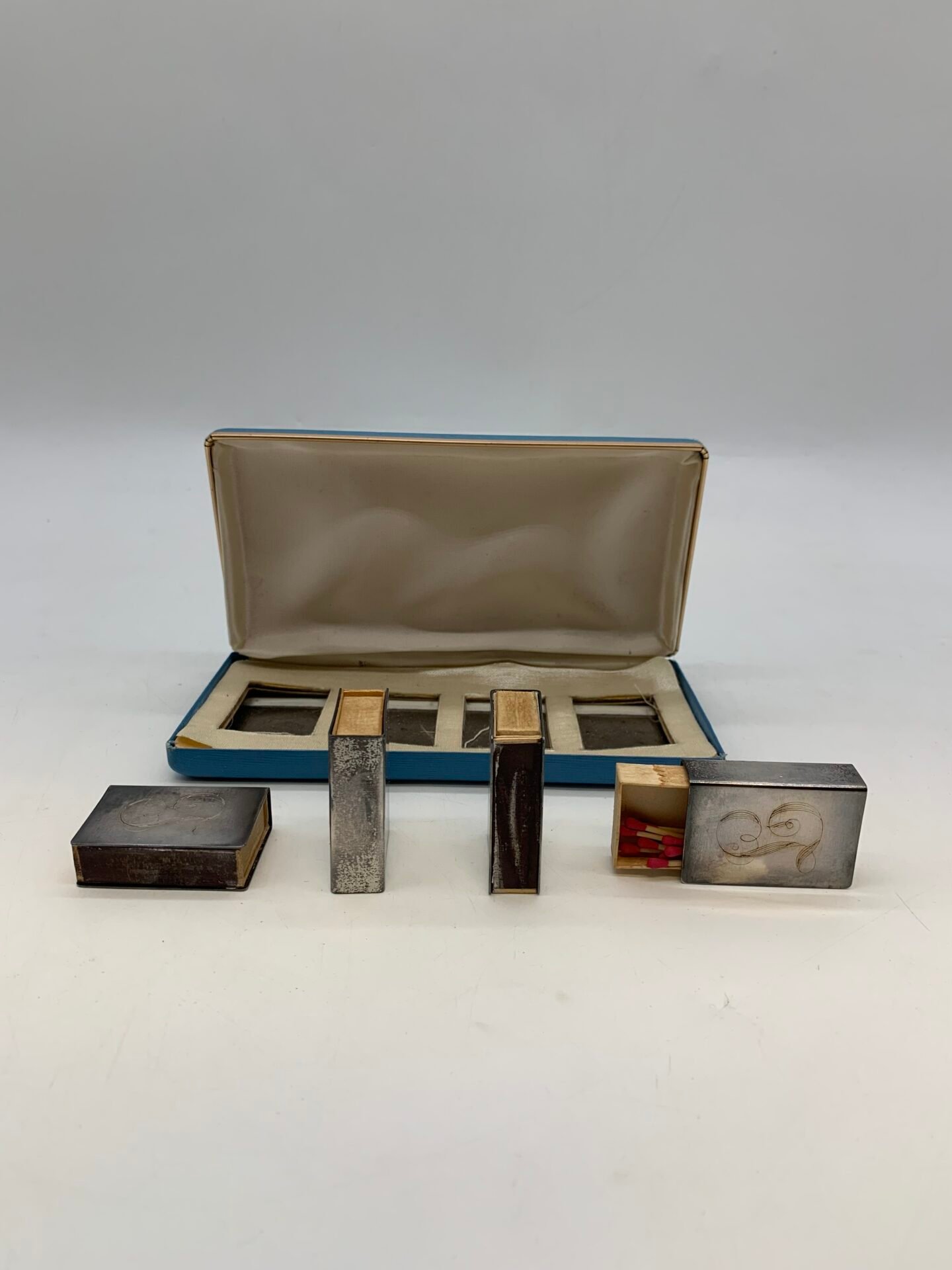 IMG_6425 Silver-Plated Match Holder Set with Case - Image 1