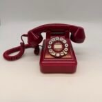 Vintage Red 1950’s Classic Desk Phone Push Button Rotary Style Tested Working