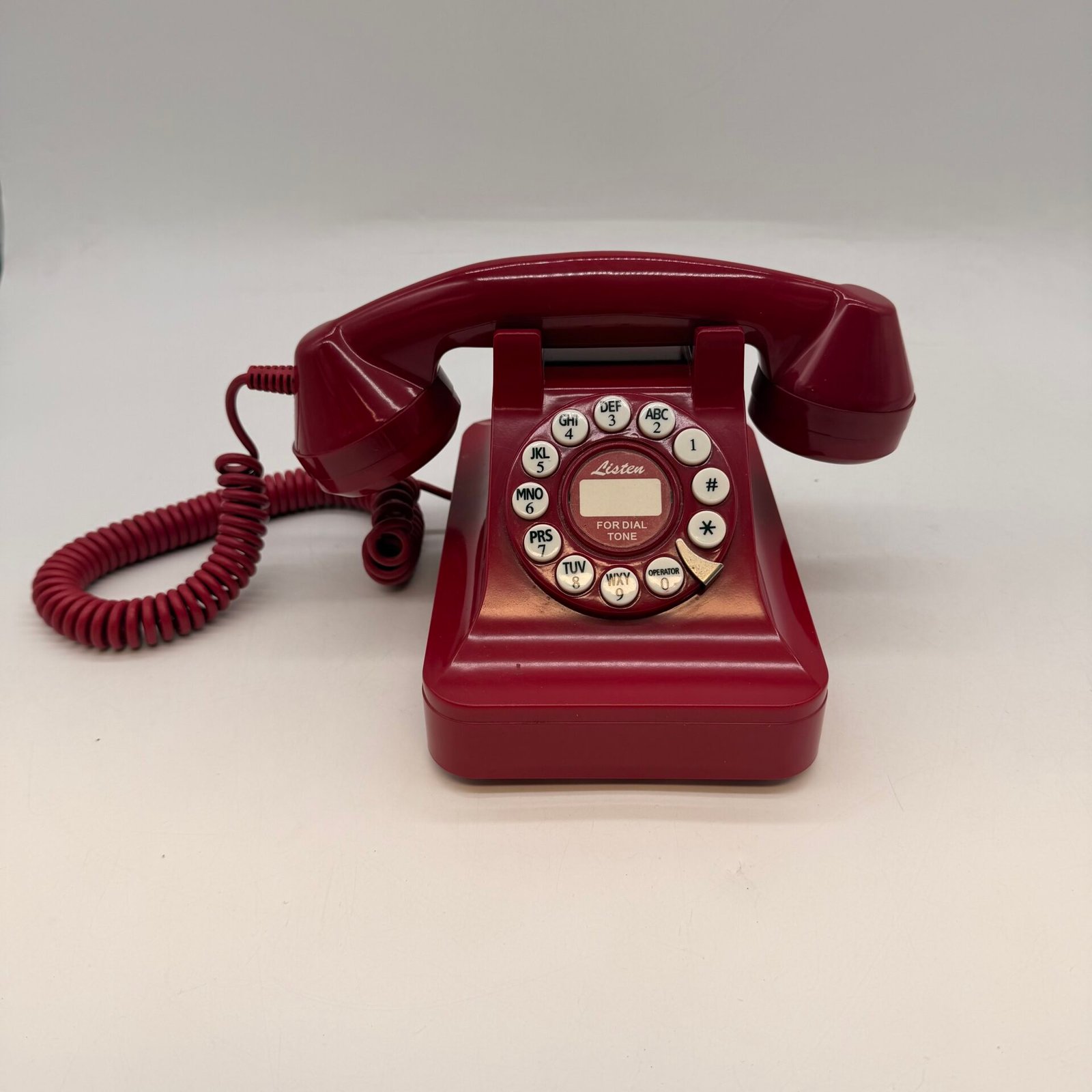IMG_6776 Vintage Red 1950’s Classic Desk Phone Push Button Rotary Style Tested Working - Image 1