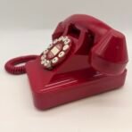 Vintage Red 1950’s Classic Desk Phone Push Button Rotary Style Tested Working - Image 3