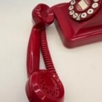 Vintage Red 1950’s Classic Desk Phone Push Button Rotary Style Tested Working - Image 4