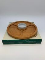 Tramontina Petit Round Wooden Appetizer Serving Tray w/ Porcelain Bowl Brazil - Image 5