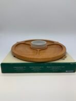 Tramontina Petit Round Wooden Appetizer Serving Tray w/ Porcelain Bowl Brazil - Image 6
