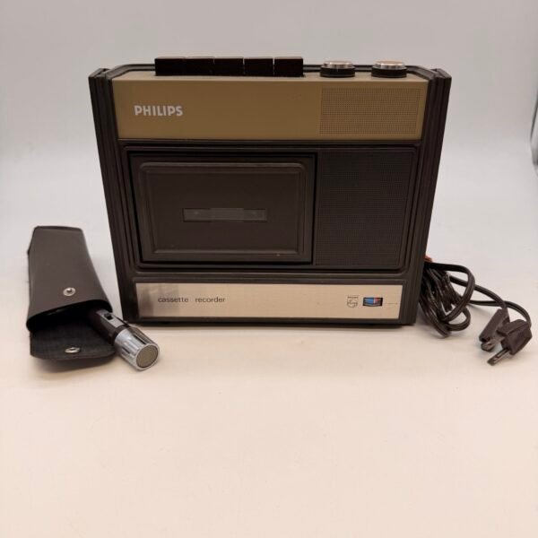 Vintage Philips 1530 Cassette Recorder w/ Original Microphone