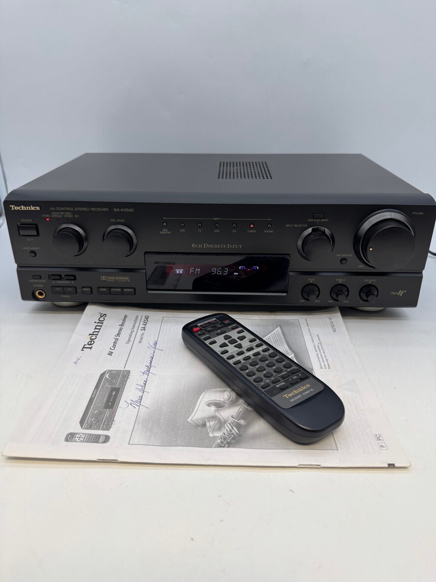 IMG_7255 Technics SA-AX540 Dolby Pro Logic Stereo Receiver Bundle Remote & Manual Tested - Image 1